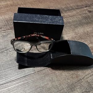 Prada Red and Black Tortoise Glasses